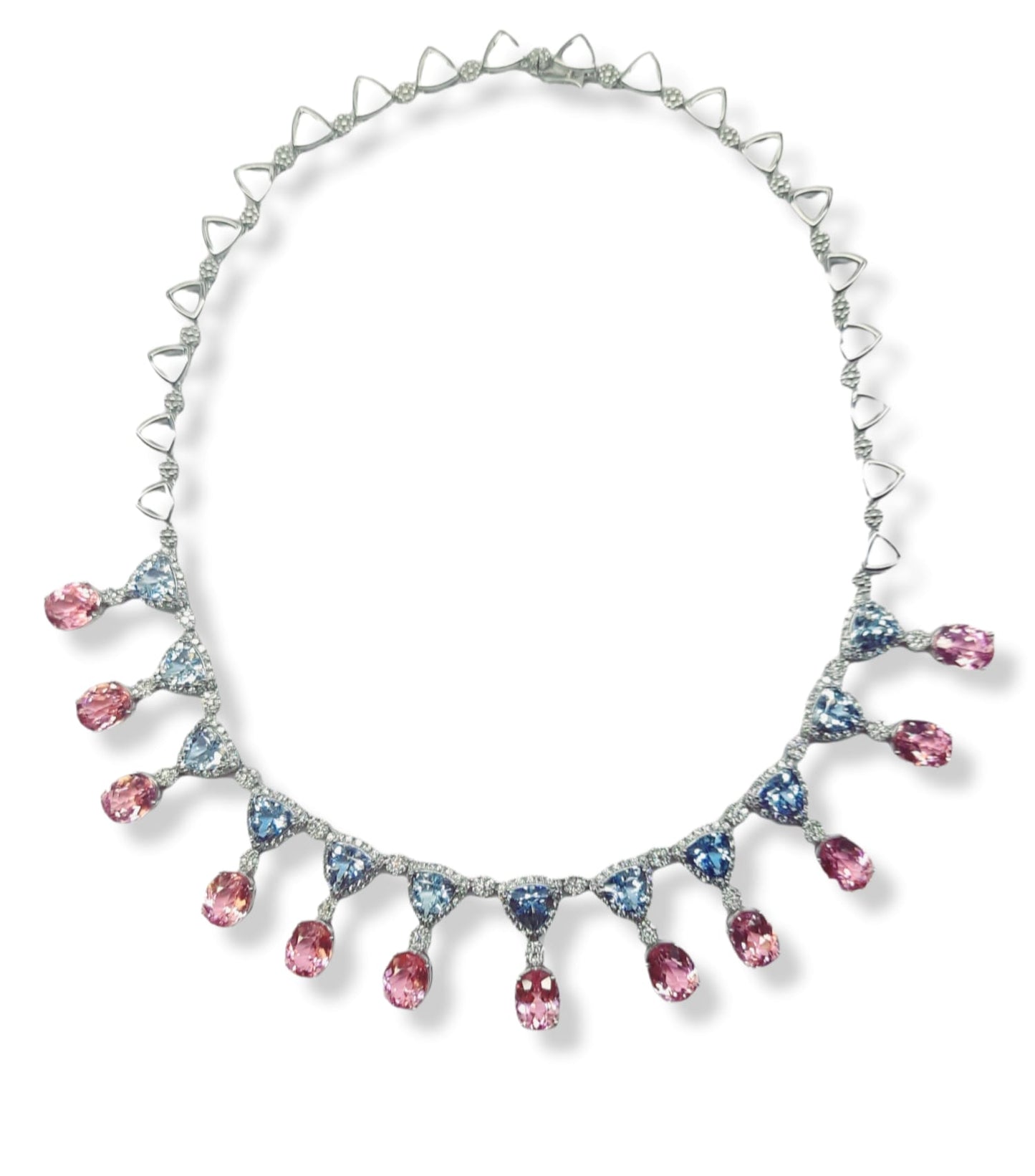 K312/P COLLANA DIAMANTI ACQUAMARINE E KUNZITI