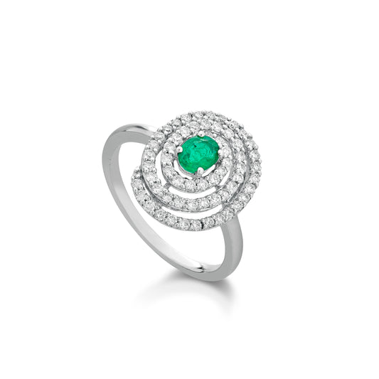 ANDS02- ANELLO DIAMANTI E SMERALDO