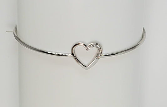 OUT73- BRACCIALE RIGIDO DIAMANTI "CUORE"